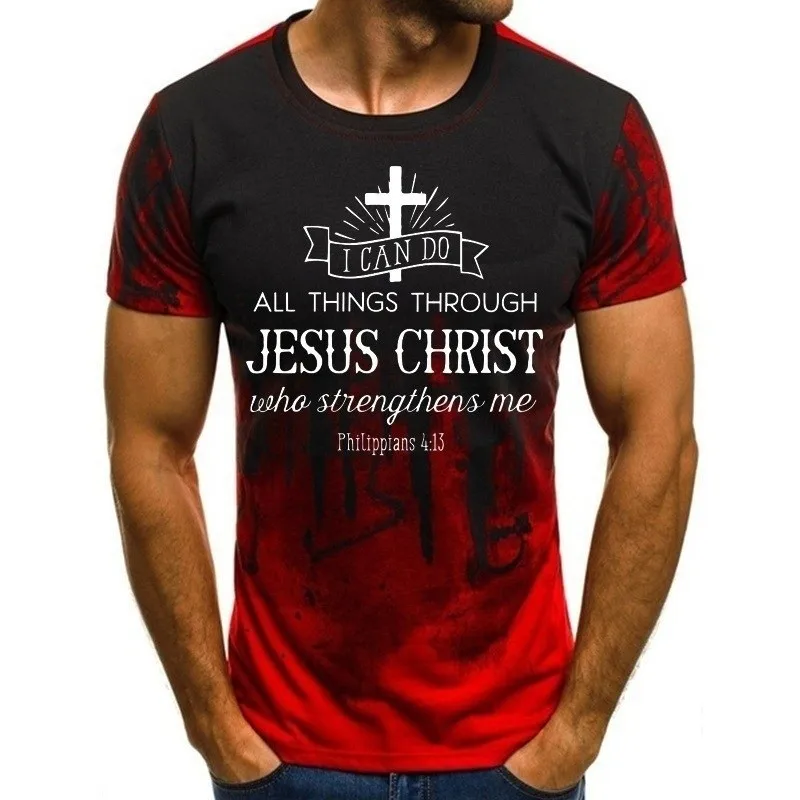 Naujas retro vyriški T-shirt Jėzaus Kristaus kryžiaus atspausdintas T-shirt atsitiktinis mados vyrų prarasti apvalios apykaklės T-shirt slim top marškinėliai 1