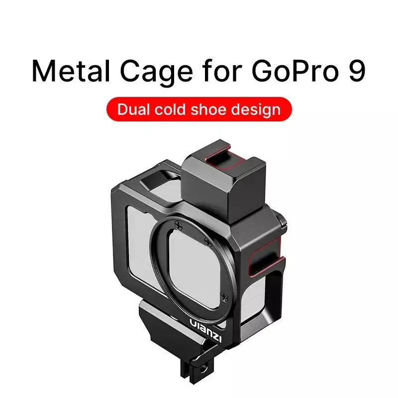 Ulanzi G9-5 GoPro 9 Metalo Narve GoPro Hero 9 Juodu Rėmu Atveju Su 52MM Filtro Adapteris Pratęsti Šalto Batų Kalno Mic Užpildykite Šviesa 5
