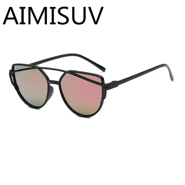 AIMISUV Cat Eye Akiniai nuo saulės Moterims, Prabangos Prekės ženklo Dizaino Veidrodis Butas Vintage Mados akiniai nuo saulės moterims Lydinio rėmas UV400 3