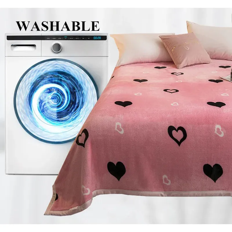 WOSTAR Minkštas šiltas pledas flanelė rožinė meilė širdies spausdinti 230x250cm king size prabangus patalynės suaugusiųjų lova, sofa-lovatiesė mesti antklodę 1