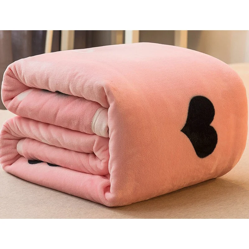 WOSTAR Minkštas šiltas pledas flanelė rožinė meilė širdies spausdinti 230x250cm king size prabangus patalynės suaugusiųjų lova, sofa-lovatiesė mesti antklodę 4