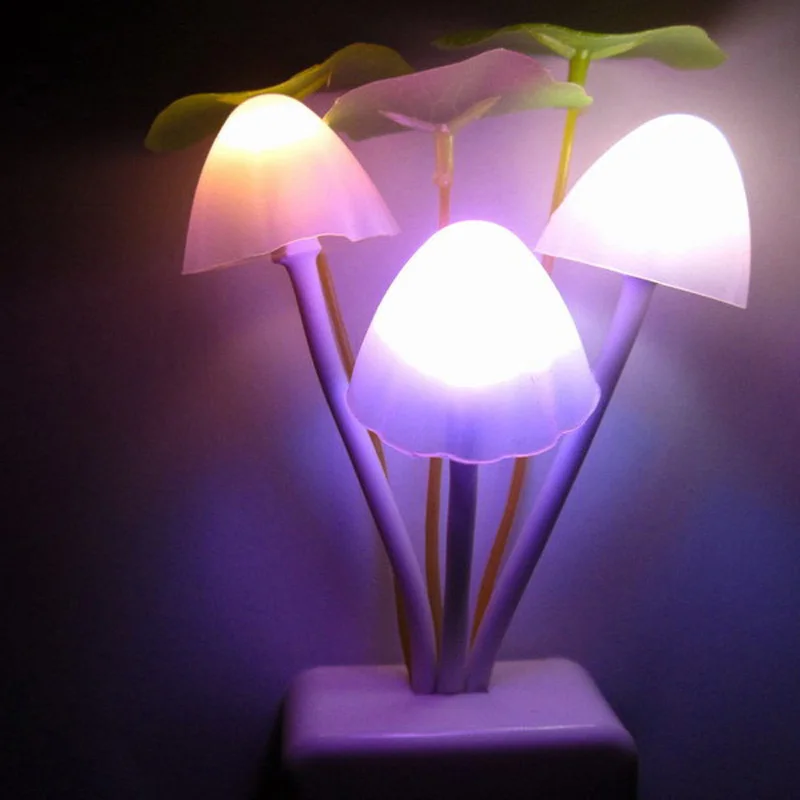 Naujovė Grybų Grybas, Naktį Šviesos ES ir JAV Plug Šviesos Jutiklis 220V 3 LED Spalvinga Grybų Lempa Led Naktį Žibintai 3
