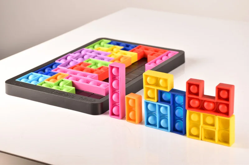 Silikono Pop Fidget Graužikų Pioneer Tetris Blokai Pjūklelis Dėlionės Stalo Žaidimai Švietimo Išskleidimo Žaislas Dovanos 2