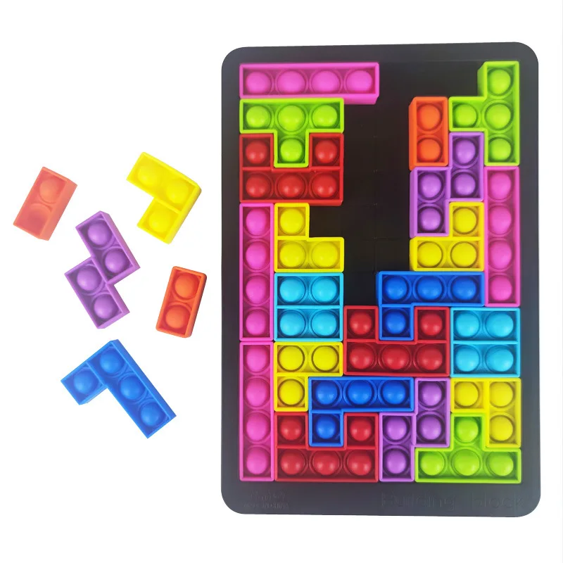 Silikono Pop Fidget Graužikų Pioneer Tetris Blokai Pjūklelis Dėlionės Stalo Žaidimai Švietimo Išskleidimo Žaislas Dovanos 4