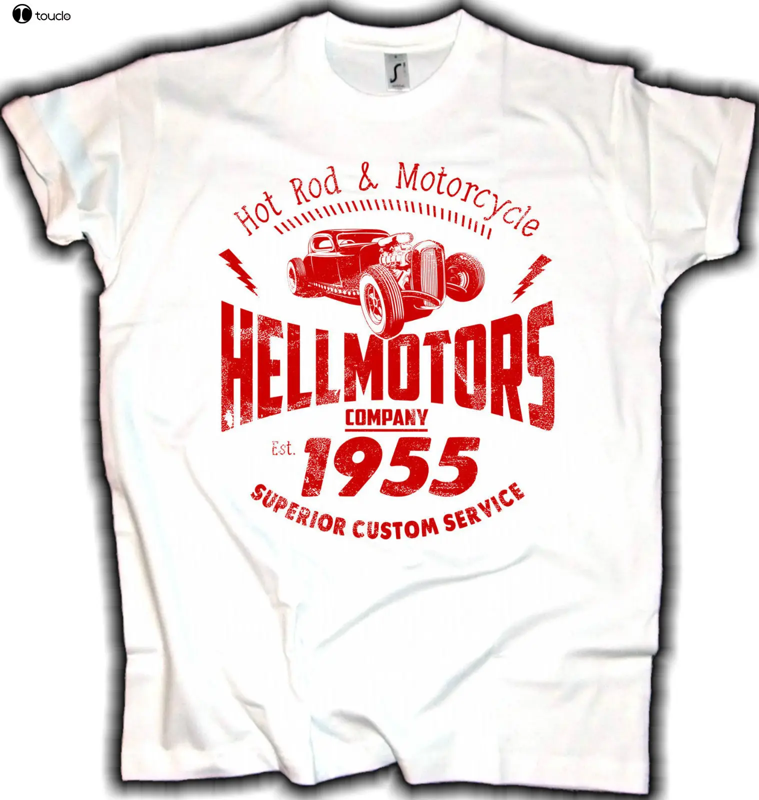 Medvilnės Žmogui Marškinėliai Hot Rod T-Shirt HELLMOTORS Lenktynininkas Senosios Mokyklos 