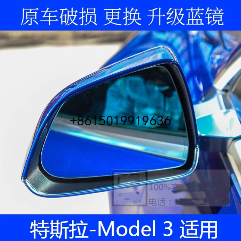 Už Tesla Model 3 2017-19 Automobilio Šono Durų Plačiu Kampu galinio vaizdo Veidrodėliai Su Mėlyno Stiklo Bazės Šildomos 2vnt 0