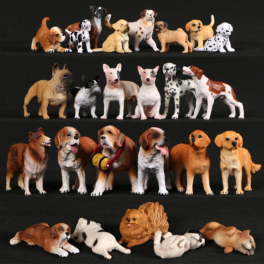 Modeliavimo Šunų Figūrėlių, Statulėlės,Buldogas,Šuniuką,Bull Terjerų Veislės Šunelis Rankomis Dažyti Modelių Kolekcija Švietimo Žaislas 0
