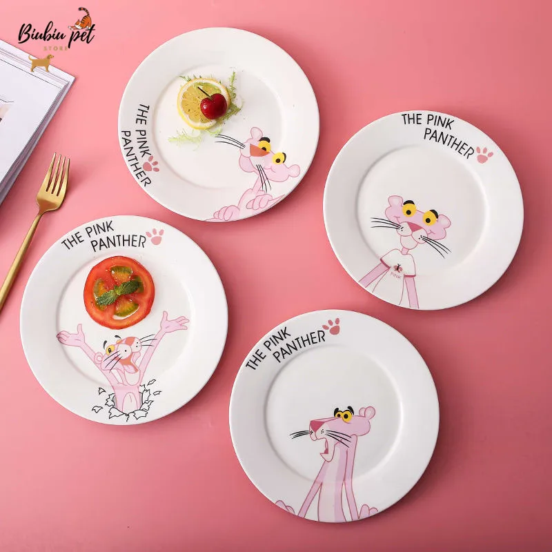 Instagram Pink Panther Animacinių Filmų Kūrybos Sexy Indų 8 Colių Buitinės Keramikos Plokštės Rinkinys 2