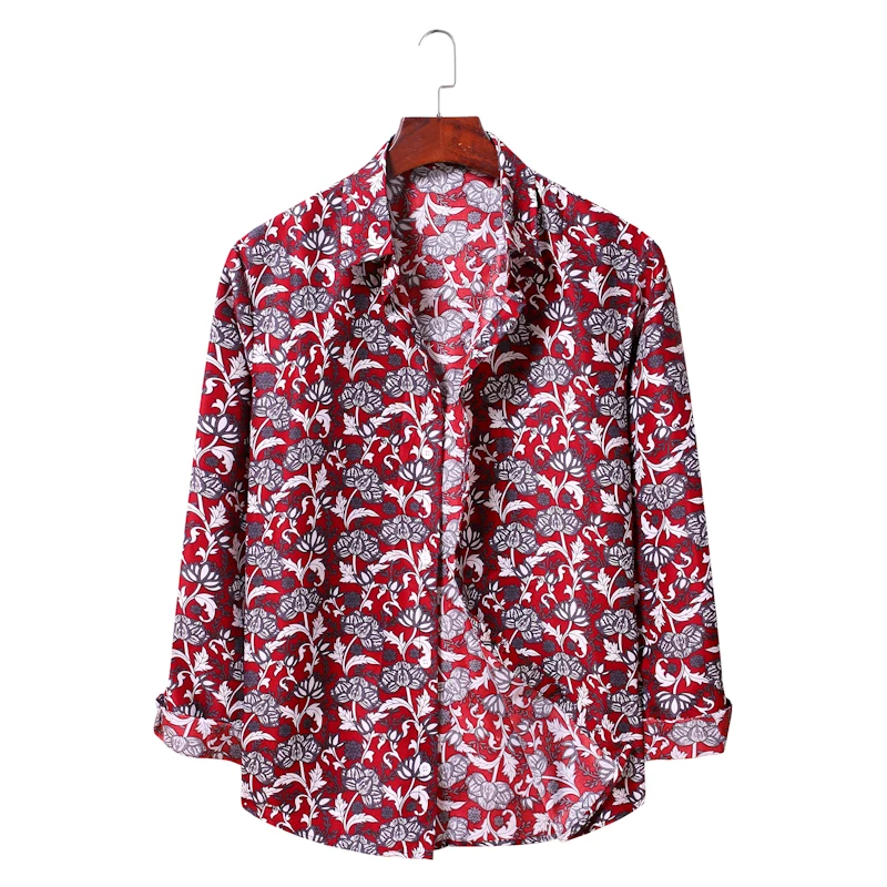 Rudenį ir žiemą užsienio prekybos nauja vyriškų drabužių ilgomis rankovėmis marškinėliai gėlių marškinėliai kolekcija 4