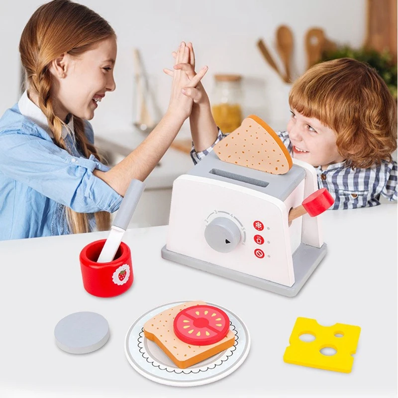 FBIL-Vaikams Duonos Formuotojas Žaislai Apsimesti Žaisti Rinkiniai Medinis Modeliavimo Skrudintuvai Mašina Vaidmuo Virtuvės Įrankiai Playset Vaikams 0