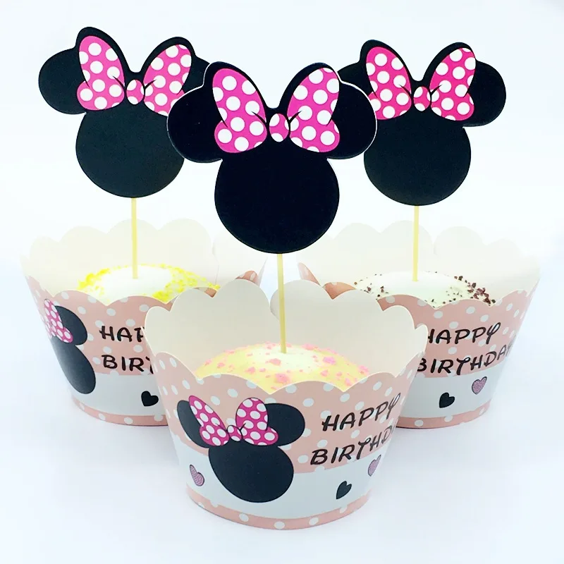 Minnie Mouse šalies popieriaus cup 1st baby girl už gimtadienio, Vienkartiniai indai, PASIDARYK pats balionas Surinkimo Scenos dekoracija 1