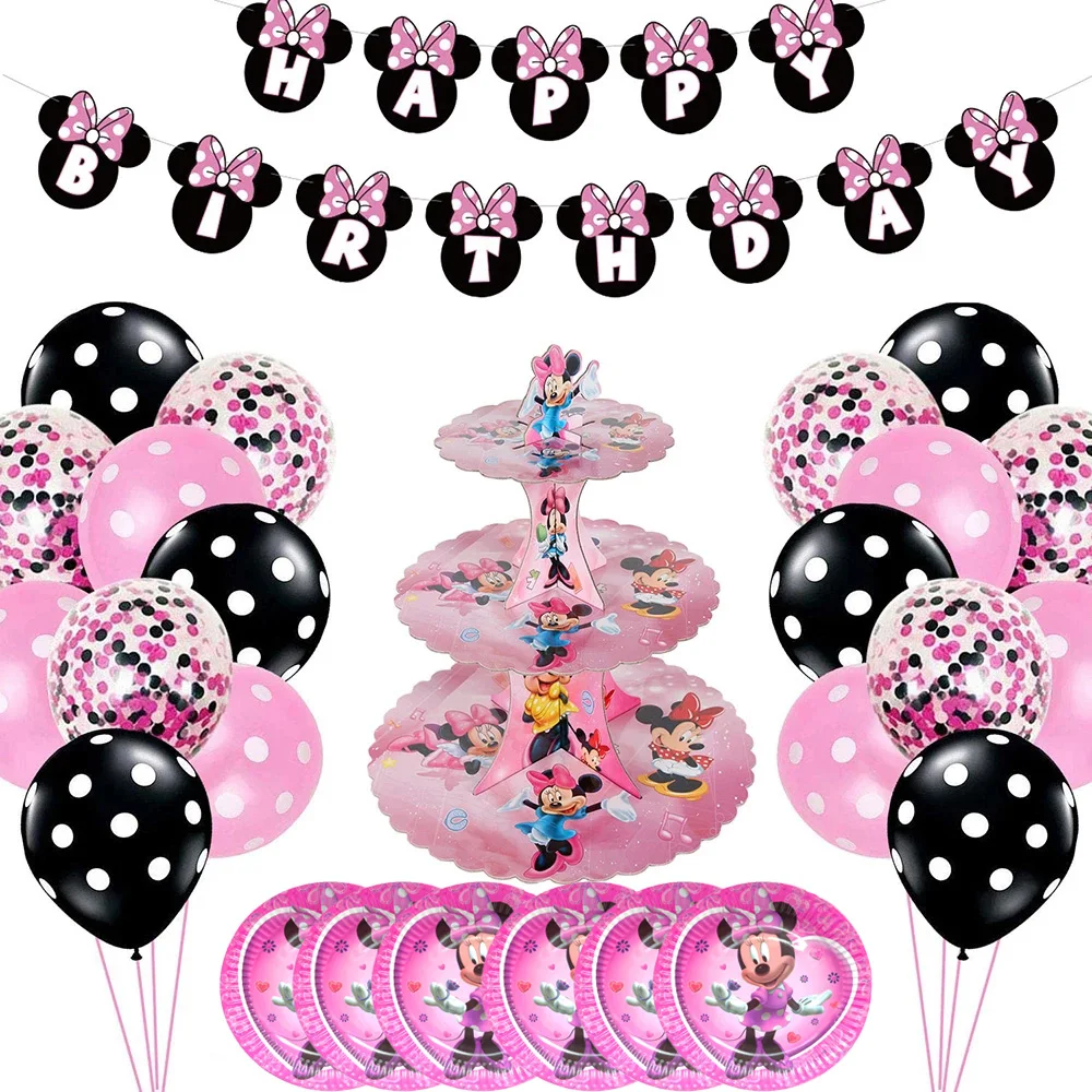 Minnie Mouse šalies popieriaus cup 1st baby girl už gimtadienio, Vienkartiniai indai, PASIDARYK pats balionas Surinkimo Scenos dekoracija 5