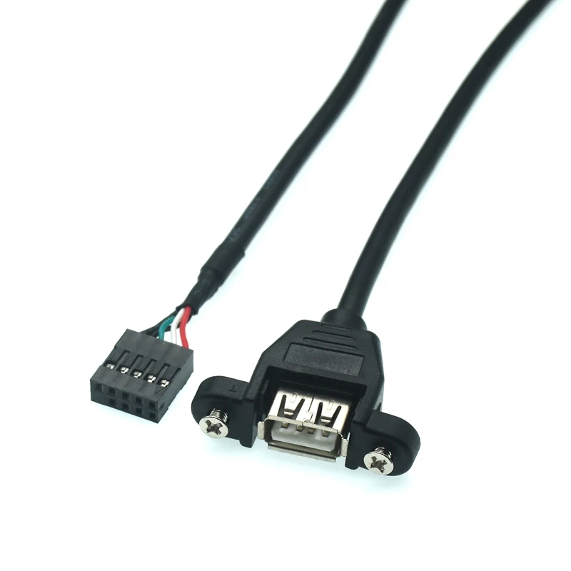 Plokštės Vidaus 9pin Pikis 2.54 mm Dual Port USB 2.0 Moterų Varžtas Užraktas Panel Mount Kabelis 30 cm/50 cm 3