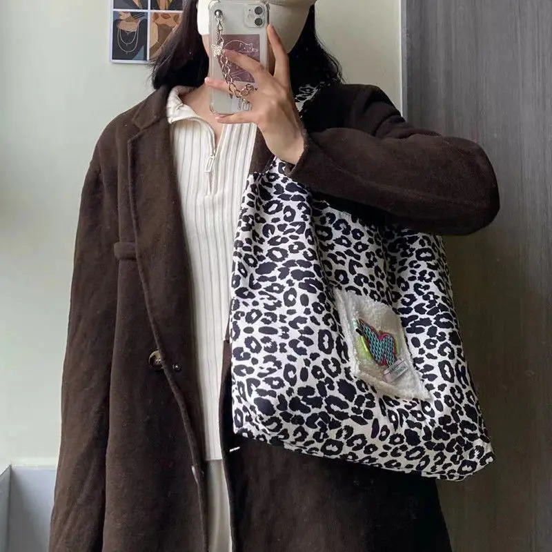 Derliaus Leopard Moterų Shopper Bag Moterų Pečių Liemenė Krepšiai Mados Ponios Didelės Talpos Kelionės Atsitiktinis Nešti Pirkinių Rankinės 0