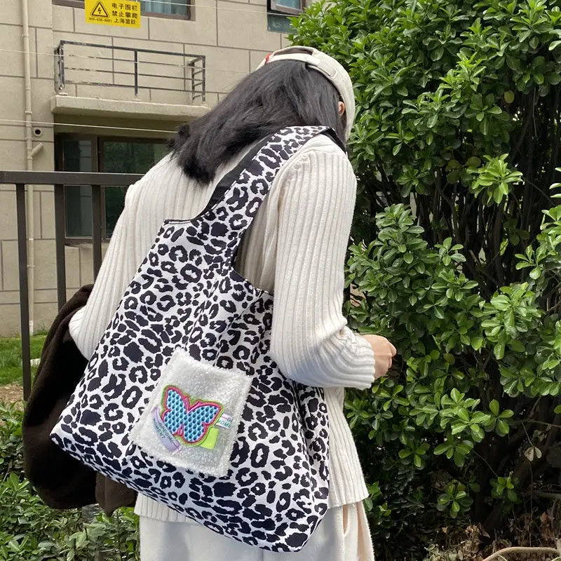 Derliaus Leopard Moterų Shopper Bag Moterų Pečių Liemenė Krepšiai Mados Ponios Didelės Talpos Kelionės Atsitiktinis Nešti Pirkinių Rankinės 5