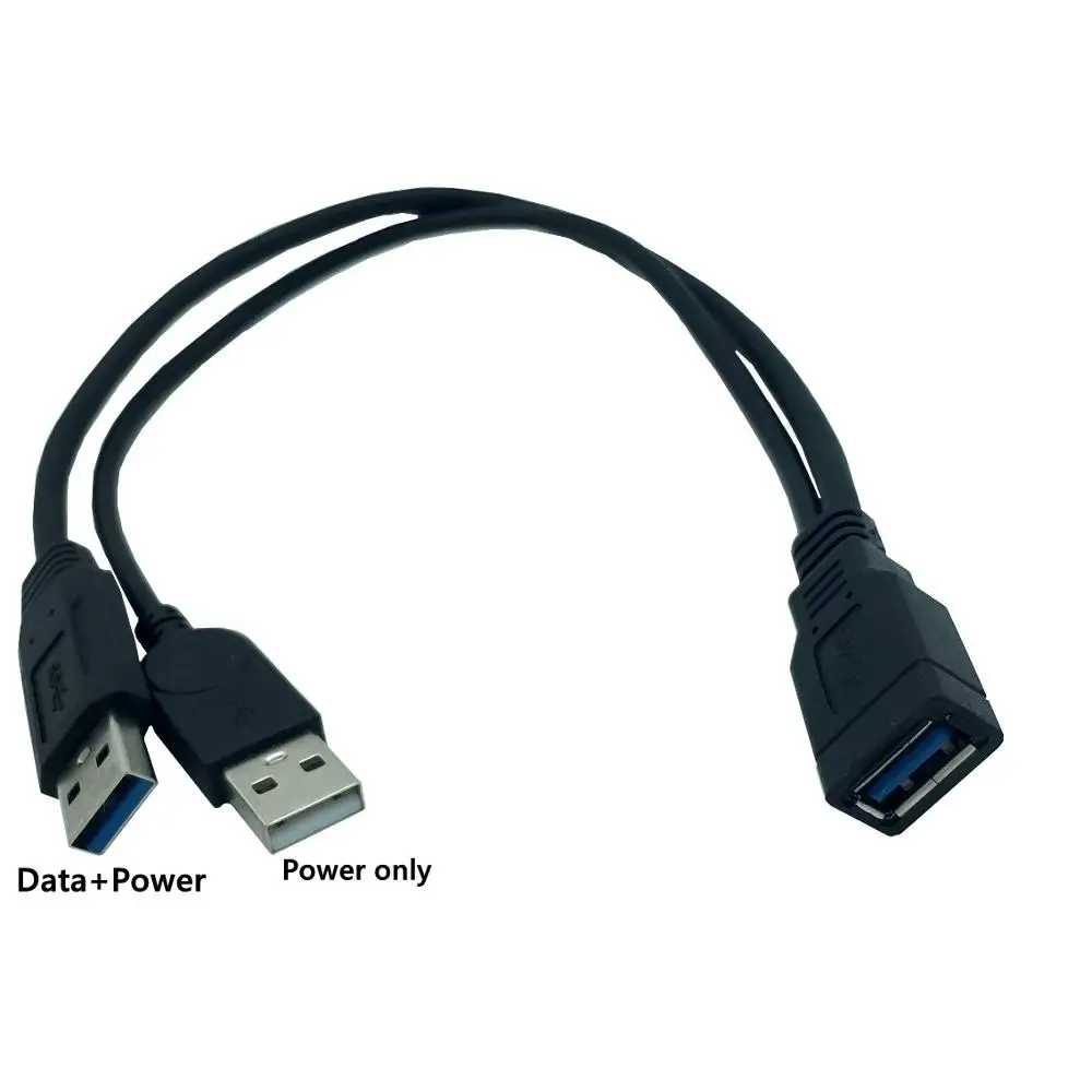30cm USB3.0 USB3.0/2.0 USB3.0 moterį, Dual USB Male Extra Power Duomenų Y ilgiklis 0
