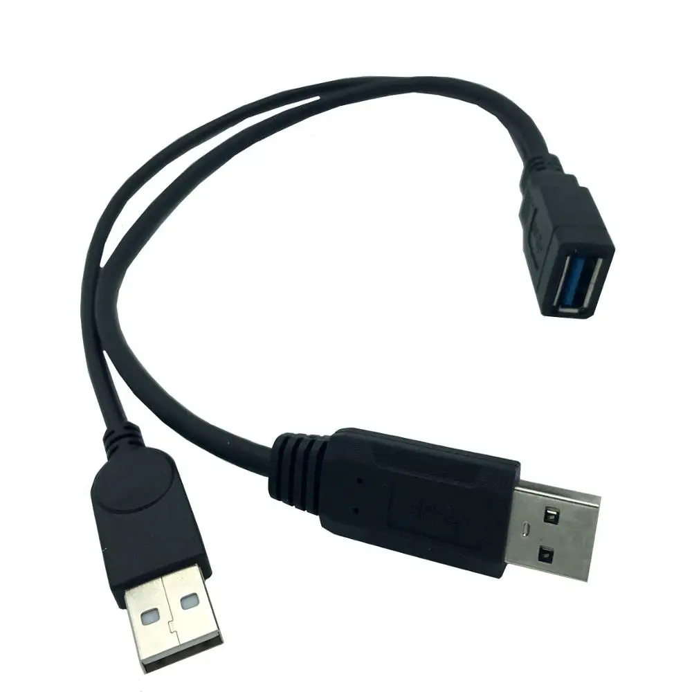 30cm USB3.0 USB3.0/2.0 USB3.0 moterį, Dual USB Male Extra Power Duomenų Y ilgiklis 2