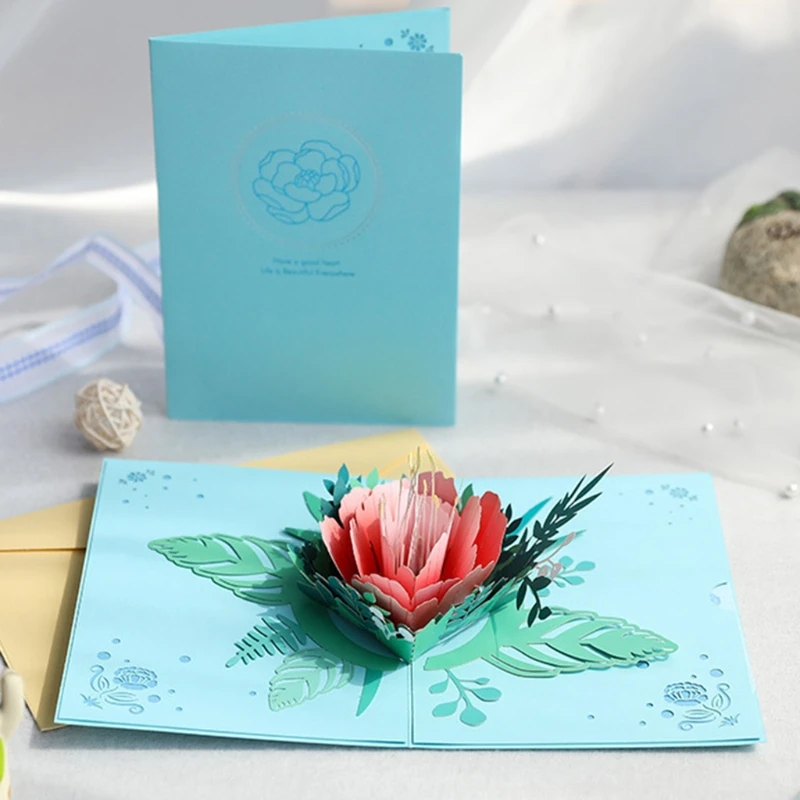 3D Pop-Up Bijūnas Gėlių, Sveikinimo atviruką, už Gimtadienio dieną, Motinos Dieną Vestuvių Paketas H056 3