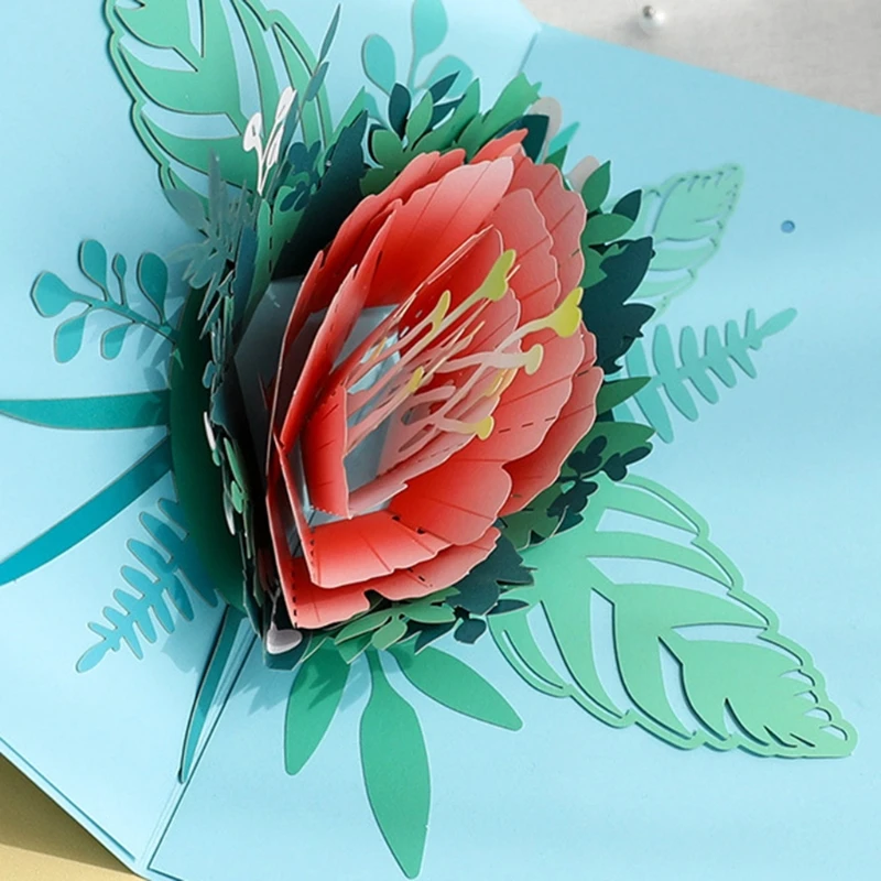 3D Pop-Up Bijūnas Gėlių, Sveikinimo atviruką, už Gimtadienio dieną, Motinos Dieną Vestuvių Paketas H056 4