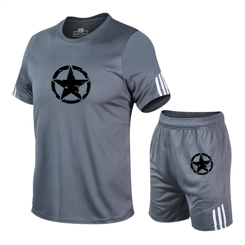 Mada karšto sporto marškinėliai camo spausdinti šortai tiktų vyrų vasaros sportinės + Paplūdimio Šortai vyriški laisvalaikio drabužiai 1