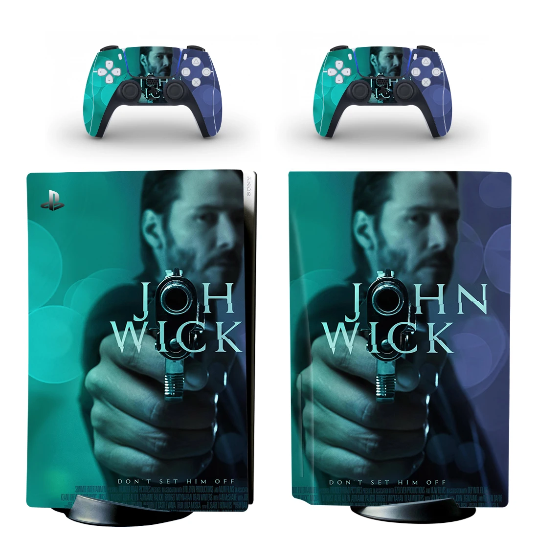 Wick John PS5 Standartinis Diskas Odos Lipdukas, Decal Padengti 5 PlayStation Konsolės ir 2 Kontroleriai PS5 Disko Odos, Vinilo 1