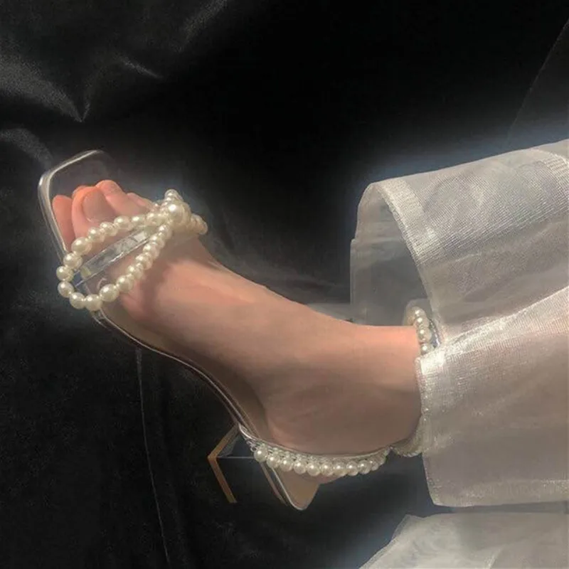 2021 Vasaros Prabanga Eilutę Granulių Lankas Moterų Sandalai Aikštėje Kojų Aukštakulnius Moterys, Stiletai, Seksualus Peep Toe Bateliai Dizaineris Sandalai 4