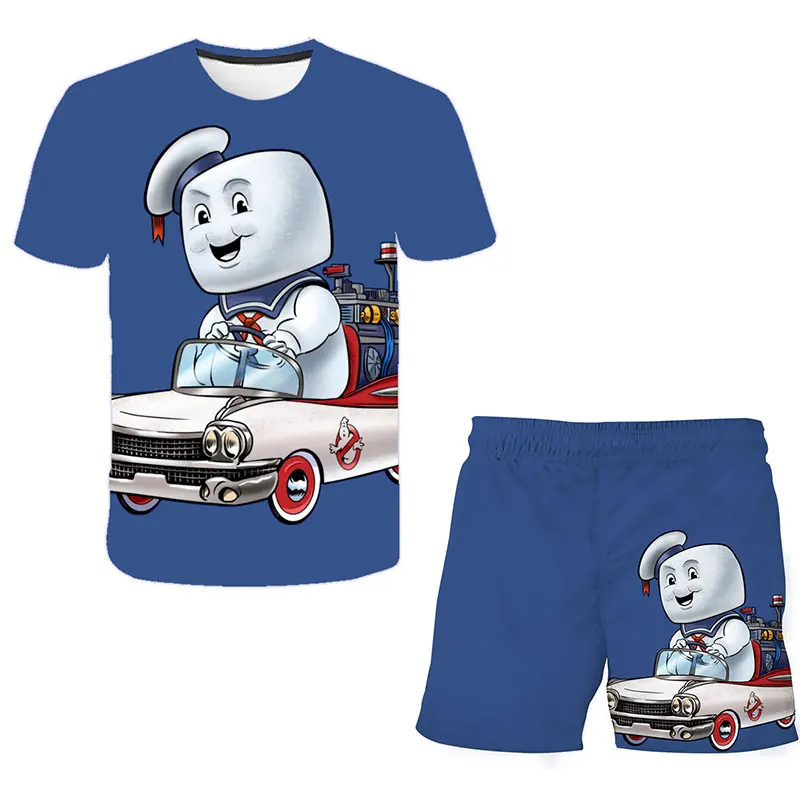 Vaikų Drabužių Rinkiniai Viršūnes+Kelnės Rinkiniai Ghostbusters T-shirt polyeste Tshirts Vaikai Šortai sportinis Kostiumas Kūdikių Berniukų 4-14 Metų 2