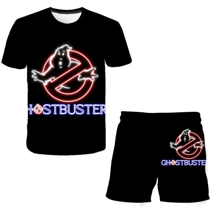 Vaikų Drabužių Rinkiniai Viršūnes+Kelnės Rinkiniai Ghostbusters T-shirt polyeste Tshirts Vaikai Šortai sportinis Kostiumas Kūdikių Berniukų 4-14 Metų 3