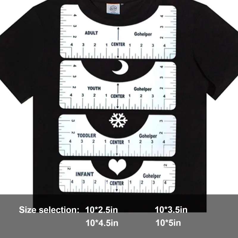 2021 4Pcs/Set T-Shirt Derinimas Valdovas orientuoti T-Shirt Dizainas Mados Valdovų Dydžio Diagramos Suaugusiųjų Jaunimo Bamblys 2