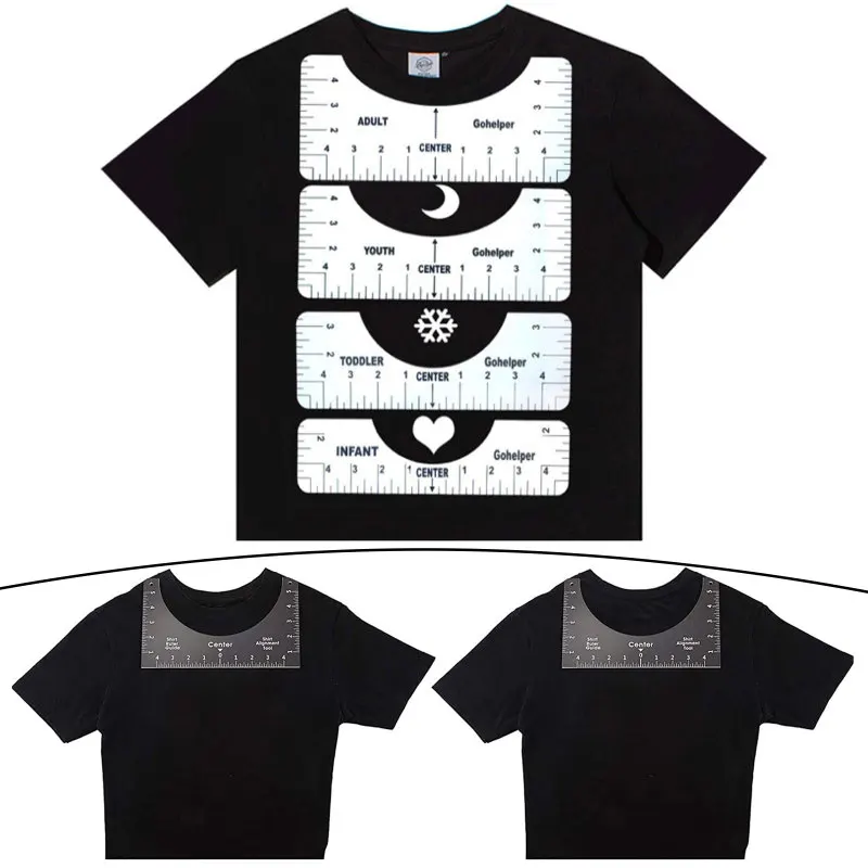 2021 4Pcs/Set T-Shirt Derinimas Valdovas orientuoti T-Shirt Dizainas Mados Valdovų Dydžio Diagramos Suaugusiųjų Jaunimo Bamblys 3