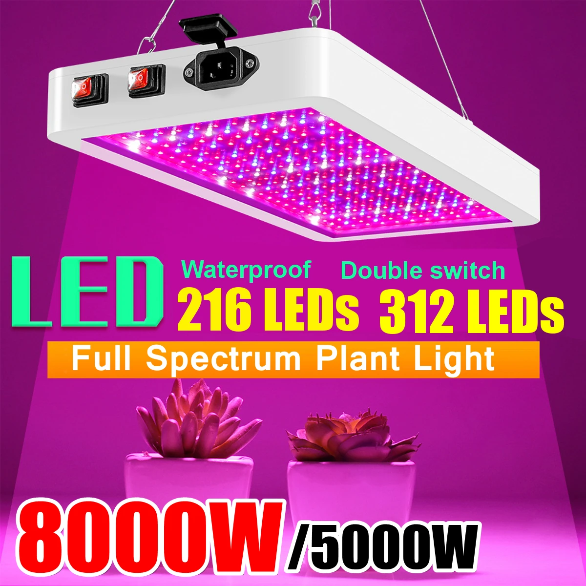 LED Grow Light 8000W Vandeniui Phytolamp 312 Led Lustas Augalų Augimo Lempos 265V Visą Spektrą Augalų Apšvietimas, dekoratyviniai augalai 5