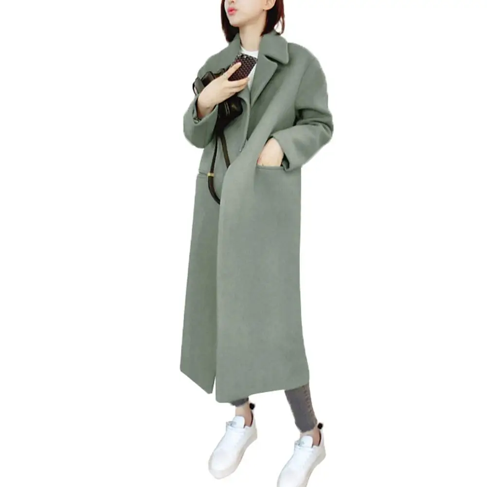 Žiemos moteris kašmyro vilnos švarkas aukštos qualitykorean stiliaus ilgai laisvi vilnonis kailis juoda pilka plona ilgomis rankovėmis vilnonių viršutinių drabužių siuvimas 1