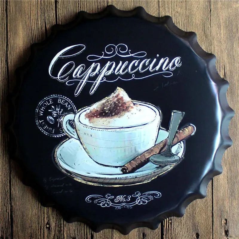 Espresso, Caffe Latte Alaus Butelį Dangteliu Metalo Kavos Sienos Plokštelės Retro Meno Plakatas Metalo Derliaus Alavo Ženklai Tapybos Namų Dekoro 40CM 1