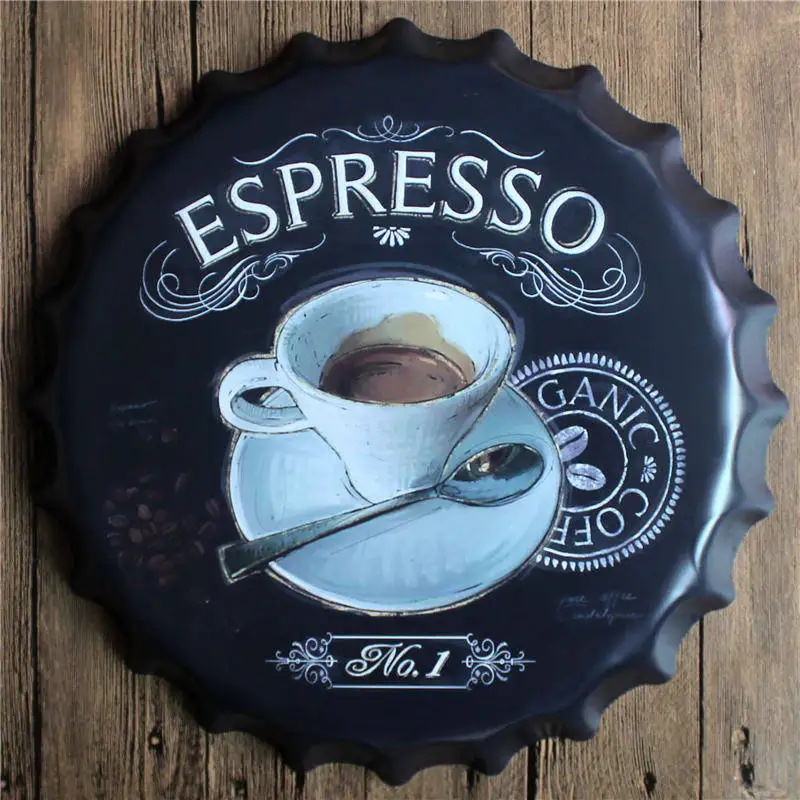 Espresso, Caffe Latte Alaus Butelį Dangteliu Metalo Kavos Sienos Plokštelės Retro Meno Plakatas Metalo Derliaus Alavo Ženklai Tapybos Namų Dekoro 40CM 3