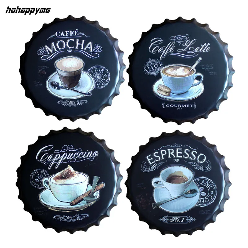 Espresso, Caffe Latte Alaus Butelį Dangteliu Metalo Kavos Sienos Plokštelės Retro Meno Plakatas Metalo Derliaus Alavo Ženklai Tapybos Namų Dekoro 40CM 4