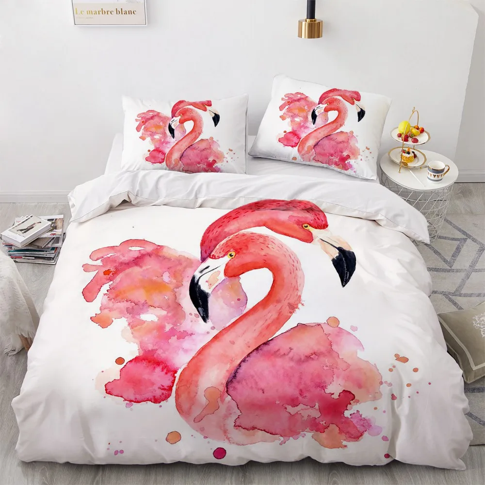 Flamingo Paprasta Patalynės Komplektai 3D Antklodė Antklodė Padengti Nustatyti Šalikas Patalynė Užvalkalas Karalius ir Karalienė Visą Dvigubai 200x200cm Dydis 4