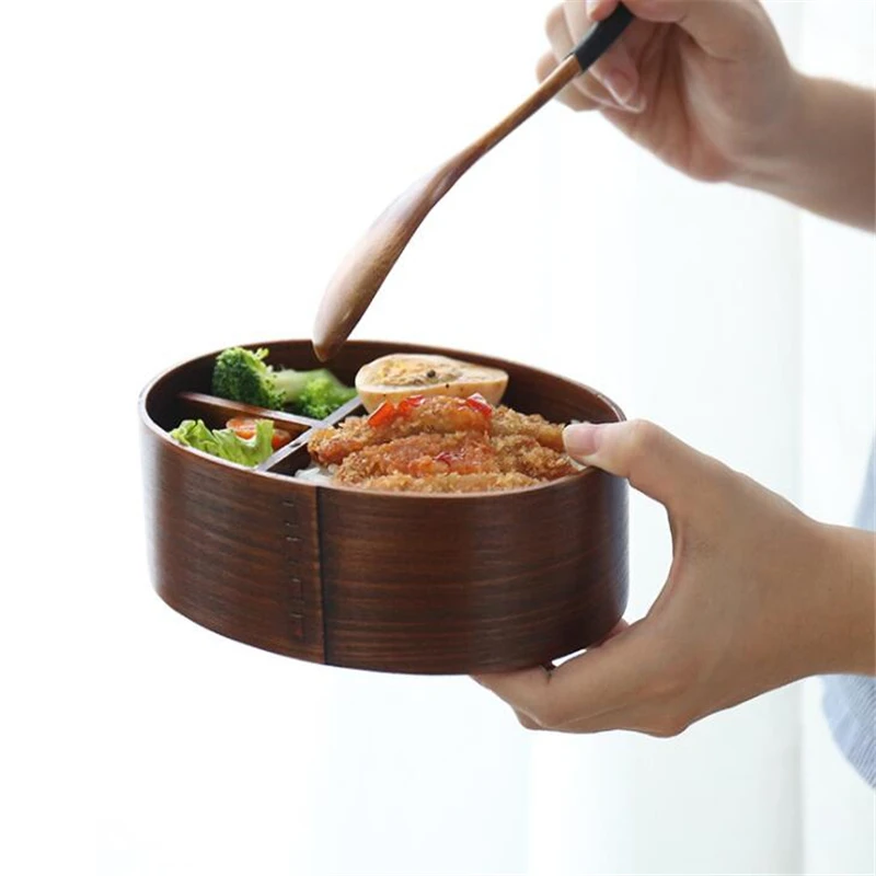 Japonų Stiliaus Bento Dėžutės 3Grids Medienos Priešpiečių Dėžutė Nešiojamų Iškylą Vaikams, Studentams, Maisto Konteineryje Virtuvės Reikmenys 3