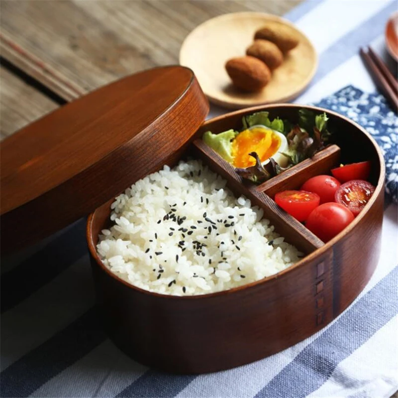 Japonų Stiliaus Bento Dėžutės 3Grids Medienos Priešpiečių Dėžutė Nešiojamų Iškylą Vaikams, Studentams, Maisto Konteineryje Virtuvės Reikmenys 5