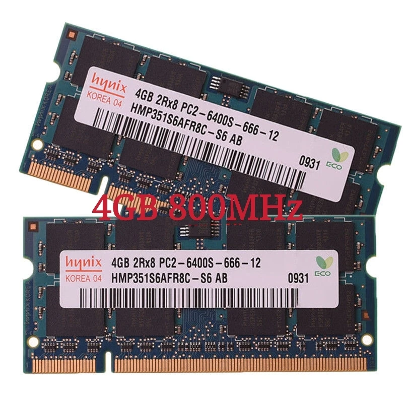 Hynix RAM DDR2 4GB 800MHz atmintis 4 GB 2Rx8 PC2-6400S-666-12 ddr2 4gb 800 ram ddr2 Nešiojamas memoria 200PIN 1.8 V sąsiuvinis 2