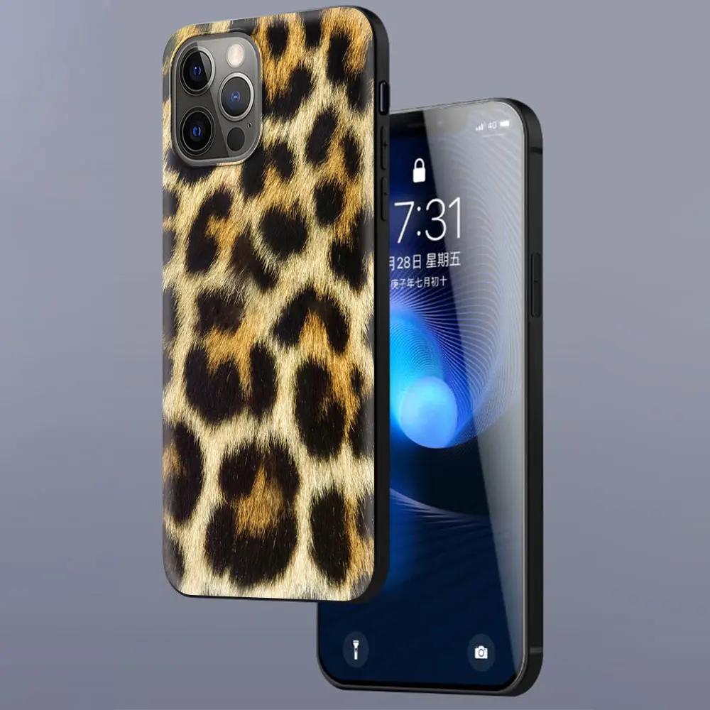Mados Leopardas Spaudiniai Silikoninis Telefono dėklas Skirtas iPhone 12 Mini Pro 11 SE 2020 X XS Max XR 7 8 6 6S Plius Minkštas Viršelis Coque Fundas 3
