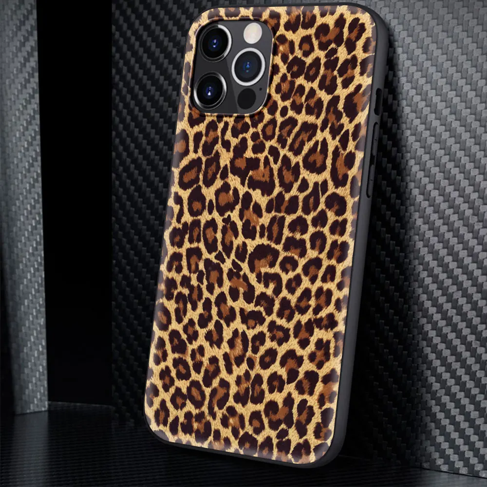 Mados Leopardas Spaudiniai Silikoninis Telefono dėklas Skirtas iPhone 12 Mini Pro 11 SE 2020 X XS Max XR 7 8 6 6S Plius Minkštas Viršelis Coque Fundas 5