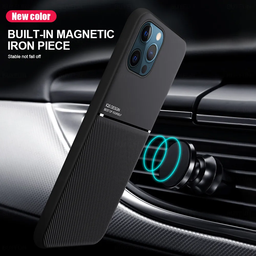 Iphone 12 pro max atveju odos tekstūra automobilių magnetinis laikiklis telefono dangtelis iphone12 i telefoną, 12 mini silicio atsparus smūgiams coque 1