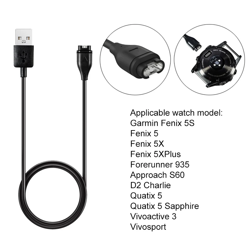 Smart Priedai Greito Įkrovimo USB Įkrovimo Kabelis Duomenų Laidas, Kroviklis Garmin Fenix 5 5S Pirmtakas 5X 935 Vivoactive 3 Uostą 0