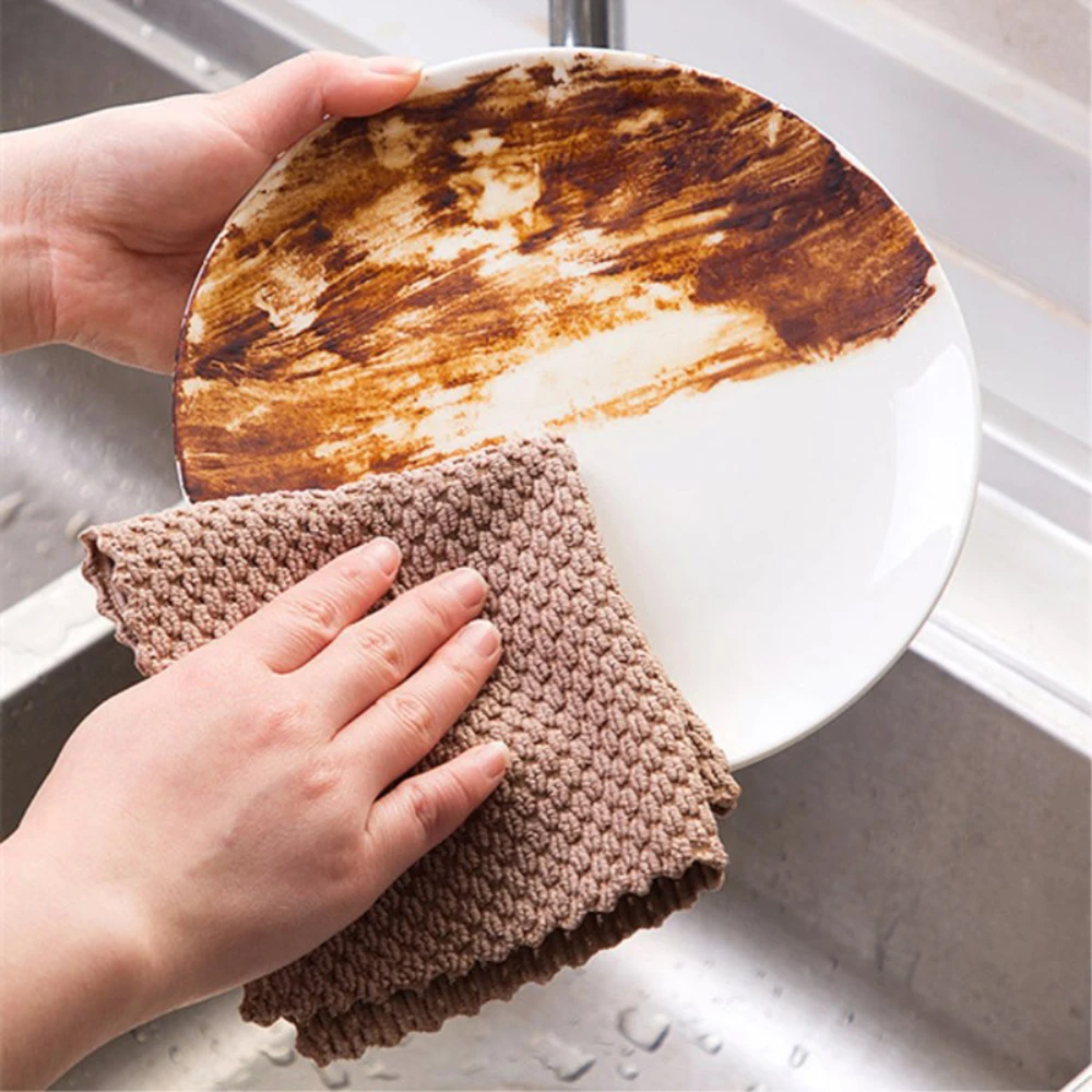Virtuvė Anti-tepalas valymo šluostės veiksmingai Super Absorbentas Mikropluošto Valymo šluostės namų plauti indų, virtuvės Valymo rankšluostį 5