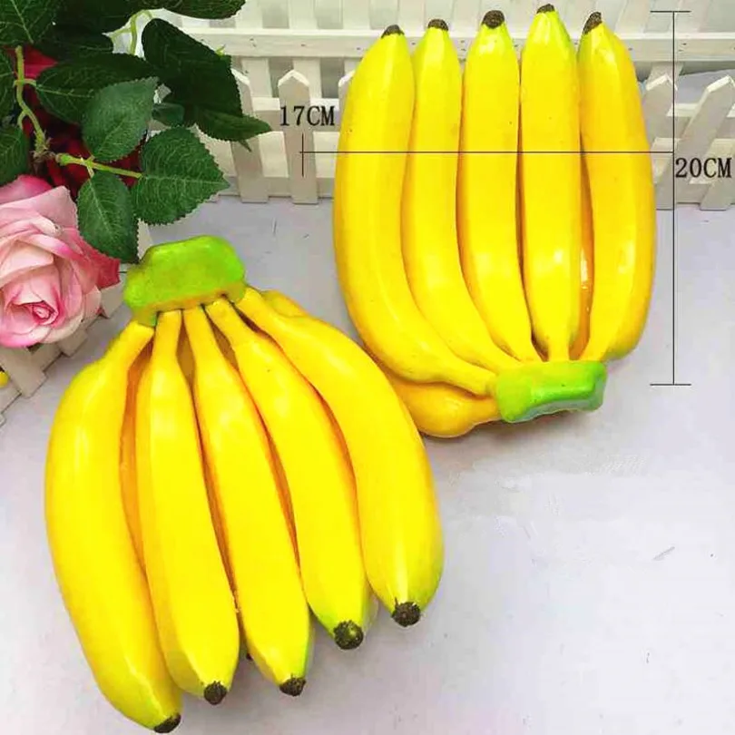 Viena Eilutė Bananų Dirbtinis Geltonas Bananų Vaisių 12cm X 17cm Modeliavimas Mielas Vaisiai 0