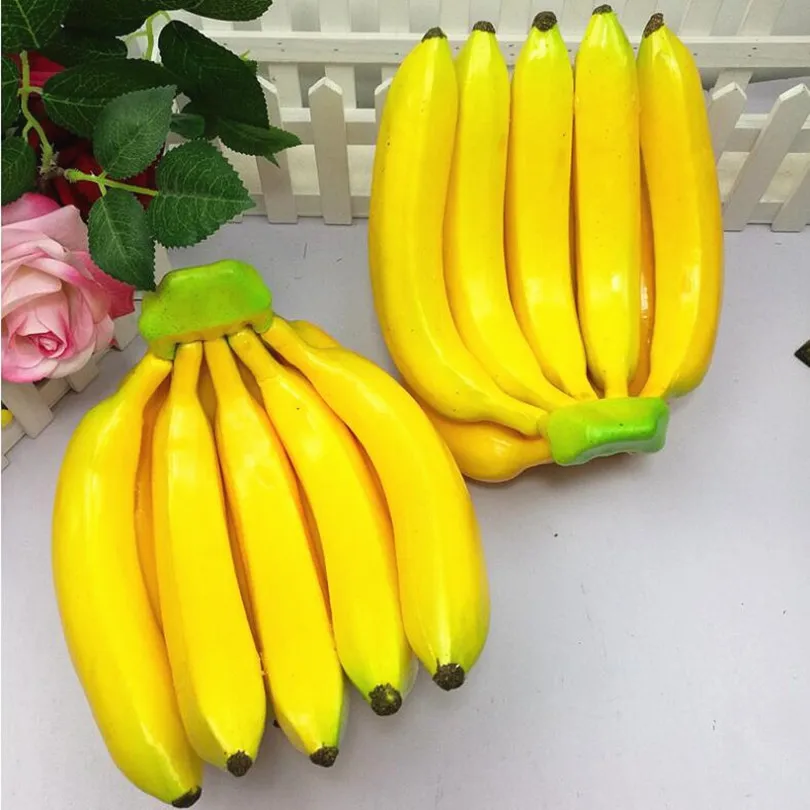 Viena Eilutė Bananų Dirbtinis Geltonas Bananų Vaisių 12cm X 17cm Modeliavimas Mielas Vaisiai 2