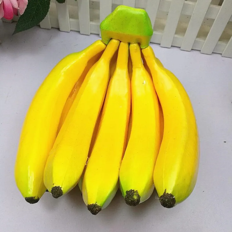 Viena Eilutė Bananų Dirbtinis Geltonas Bananų Vaisių 12cm X 17cm Modeliavimas Mielas Vaisiai 5