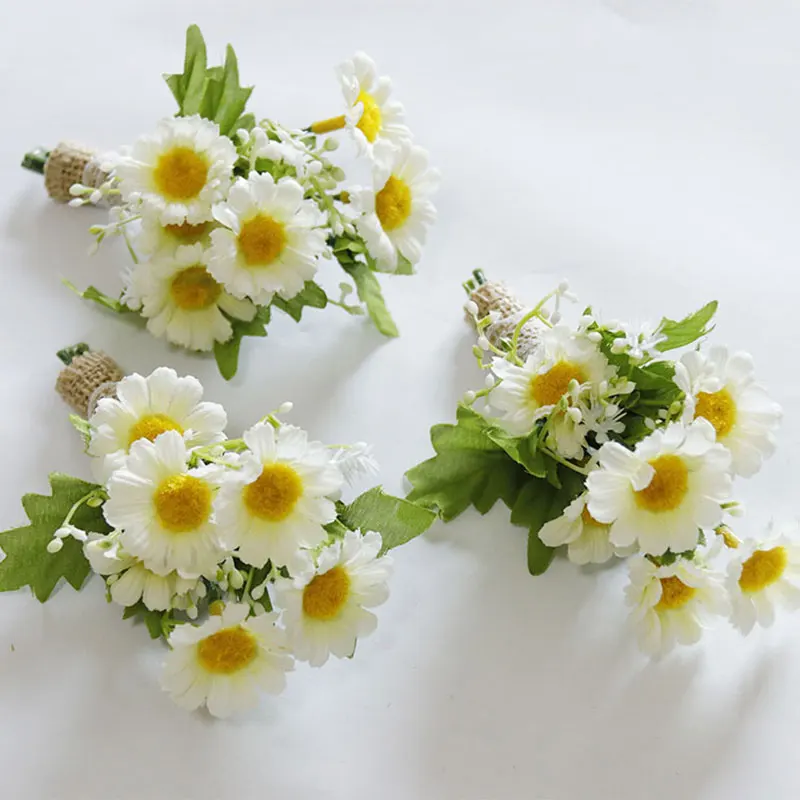 Nuotakos corsage groomsman vestuvių riešo ranka gėlių šalis dekoro balta daisy apyrankės aksesuarai, vestuvių dekoravimas 3