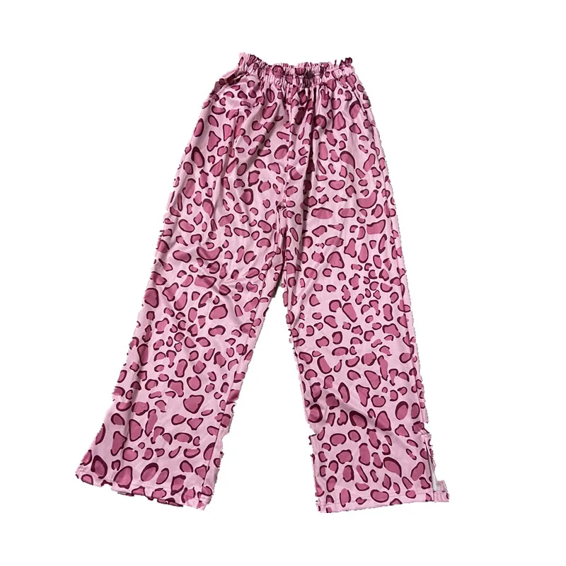 Vasaros Harajuku Vintage Laisvalaikio Kelnės Moterims Rožinė Kawaii Leopardas Spausdinti Negabaritinių Kelnių Kišenėje Bifurcation Streetwear Kelnės 2021 3