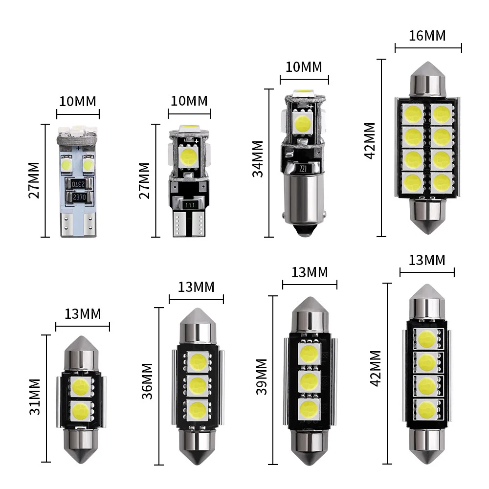 Rinkinys 23pcs automobilių LED vidinis lemputė T10 komplektas dekodavimo CANbus dvigubo taško 5050 galinio vaizdo lemputė 3
